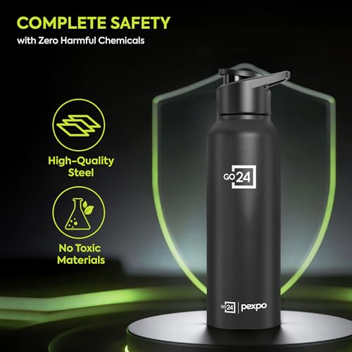 Go24 pexpo Store Go24 pexpo 750ml Black Water Bottle - Image 7