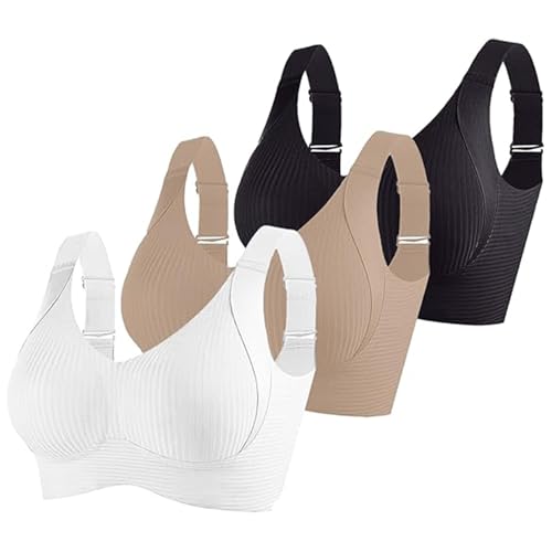 3 Paquete Sujetadores Deportivo sin Aros Mujer Sujetador Push Up sin Costuras Bralette con Escote en V Sexy Sostenes Básicos Cómodo sin Costuras Bra Suave para Diario