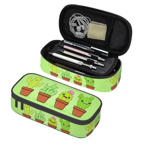 Image of Kawaii Cactus Plant Pots Large Pencil Case, Pencil Pouch With Zipper Compartments Stationery Pencil Bag For Kids Teens Students School Supplies