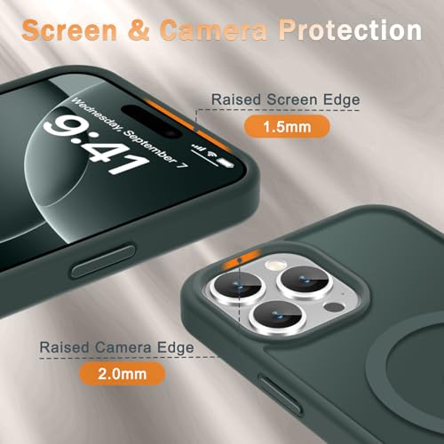 Image of YENAPOON for iPhone 14 Pro Max Case, Matte Magnetic Phone Cover [with 1 Screen Protector] [Support for MagSafe] [Shockproof Military Grade Protection] Translucent Frosted Back, Gray