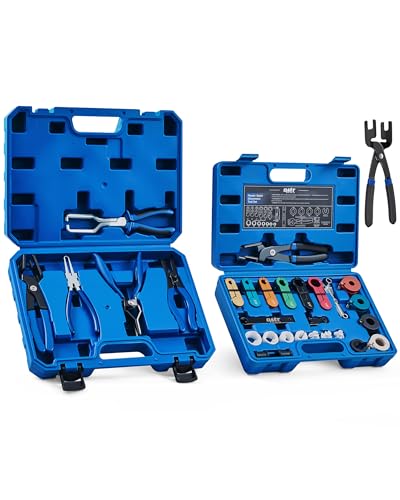 Orion Motor Tech Master Quick Disconnect & Fuel Line Pliers Tool Set, 31pc Fuel Line Disconnect Tool Set with Fuel and AC Disconnect Pliers, Heavy-Duty Fuel Pipe Repair Set for Auto A/C Fuel Line