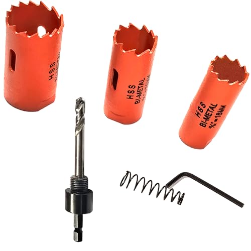 Hole Saw Kit for Wood 5/8 to 3/4 HSS Bi-Metal Hole Cutter for Wood Boards Plastic Drywall PVC Aluminum Soft Metal Fiberboard Vent Pipe 1/4 Hex Shank Adapter