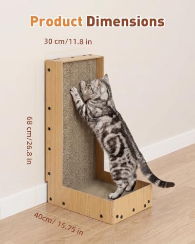 KinoTail Cat Scratcher, 26.8" Vertical Cat Scratching Board for Indoor Cats - 1