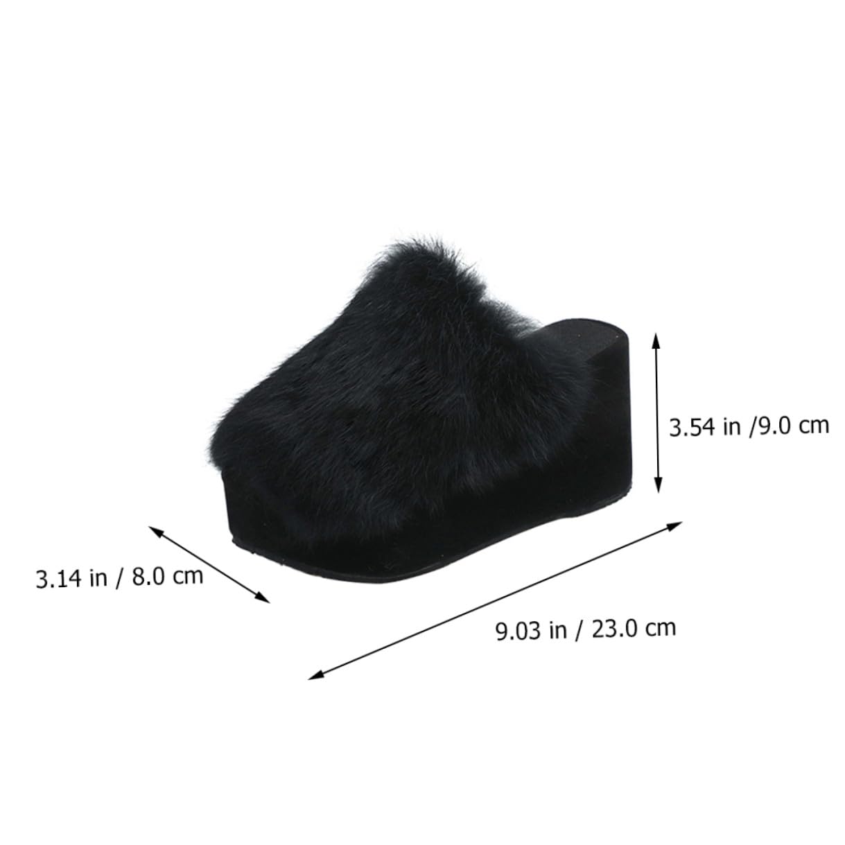 Pantuflas de Casa Negras de Suela Engrosada en Peluche Artificial Eva