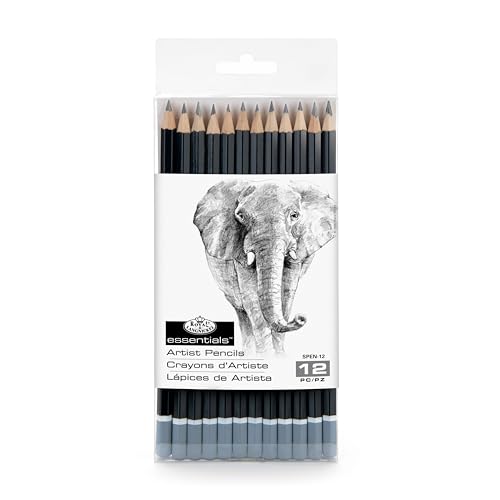 Royal & Langnickel SPEN-12 Pack de 12 Crayons à dessin (5H, 4H, 3H, 2H, H, HB, B, 2B, 3B, 4B, 5B, 6B)