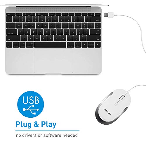 Macally Silent Wired Mouse and an Aluminum Ergonomic Laptop Stand, Essential Apple Accessories