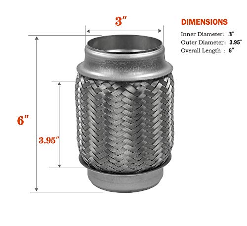 Image of Exhaust Flex Pipe 3 inchx6 inch Heavy Duty Stainless Steel