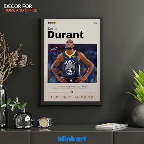 Image of BLINKART Kevin Durant | Nba Basketball Player | Synthetic Wood Photo Framed Wall Hanging Poster For Room & Office Bedroom Living Boys And Girl Room Home Wall Hanging | 12x18 Inches