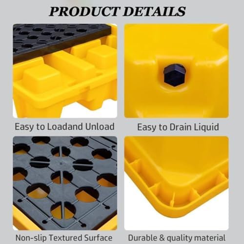 Stackable Spill Containment Platform with Drain Outlet - Modular Anti-Spill Pallets for Paint Buckets & Liquid Storage Solutions, Ideal for Safe Waste Management