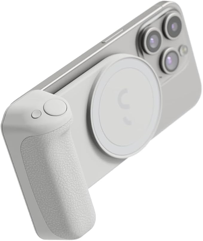 ShiftCam SnapGrip Essential Magnetic Phone Camera Grip with Wireless Shutter Button & Tabletop Dock Compatible with iPhone & Android (Stone)
