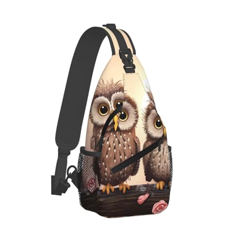 Cute Owls bolso cruzado para pecho negro para hombre y mujer miniatura 2