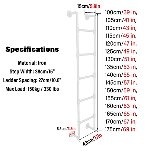 Échelle en fer forgé pour lit haut et mezzanine, robuste 150 kg - 3