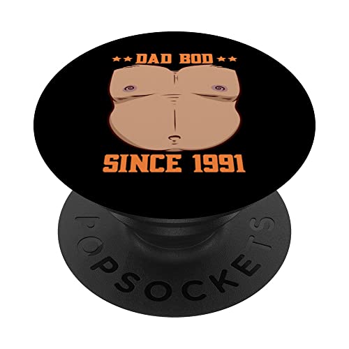 Dad Bod Since 1991 Father's Day Beer Belly PopSockets Swappable PopGrip, Black