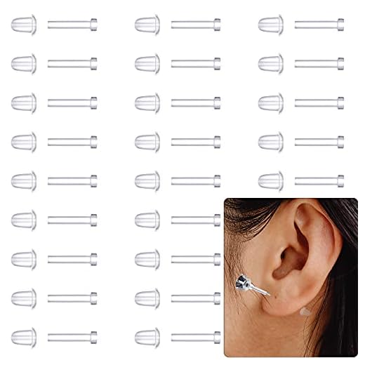 Pierced Earring Protector Covers Anti-sensitive Piercing Protectors with Extra Backs Pierced Earring Sleeves for Sensitive Ears Plastic Clear Earrings for Men Women Girls (200 Pieces)