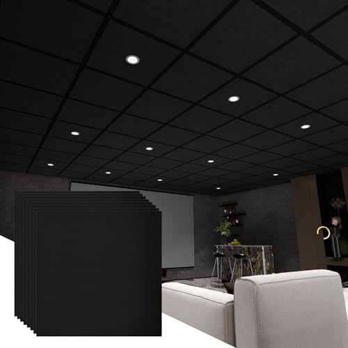 24 PCS Black Acoustic Ceiling Tiles (2x2 Ft)