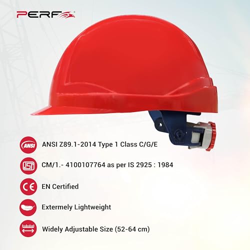 Image of PERF Safety Helmet for Construction & Outdoor Work|Easy 3D Fitting System for Any Head Size|Lightweight|8-Point Support Easy Impact Absorption Sweatband|Orbit-R|Red