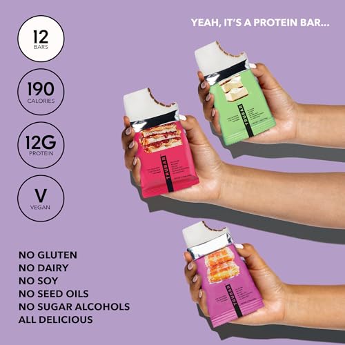 Image of TRUBAR Vegan Protein Bar Variety Pack, Assorted Flavors, Donuts, PB & Jelly, Key Lime, Gluten Free, Vegan Protein Snacks, 12G Plant-Based Protein, High Fiber, Healthy Protein Bars, 12 CT