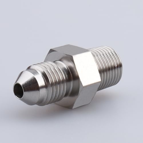 Image of Stainless Steel 1 /8 inch or 1 /8 inch NPT Male to 3AN 3 /8-24 thread AN3 Male Flare brake Hose Fitting Adapter