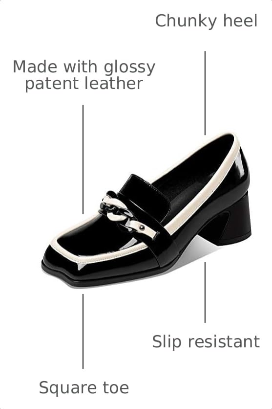 Image of TinaCus Women's Patent Leather Square Toe Chic Loafers