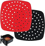 Air Fryer Silicone Liners - 8 Inch Round, Non-Stick Resuable Air Fryer Basket Mats 2 Pack, Air Fryer...