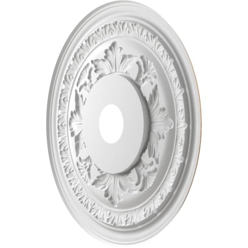Image of Ekena Millwork CMP22BABGL Baltimore Thermoformed PVC Ceiling Medallion (Fits Canopies up to 7 3 /4 inch), 22 inchOD x 3 1 /2 inchID x 1 inchP, Bright Coat Gold