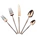 Gugrida 20 piece Copper Flatware Set 304 Stainless Steel Fork Spoon Cutlery Luxury Mirror Polished Silverware, Dishwasher Safe, Service for 4