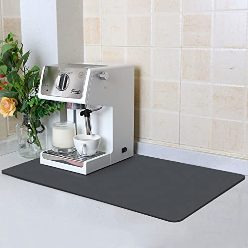 Zlr Coffee Mat - 12" X 20" Middle Kitchen Absorbent Mat For Countertop - Easy To Clean Coffee Bar Mat For Coffee Machine, Coffee Maker, Espresso Machine - Gray #TOP30