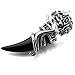 Men's Stainless Steel Pendant Necklace Crystal Silver Black Wolf Tooth Tribal -with 23 inch Chain