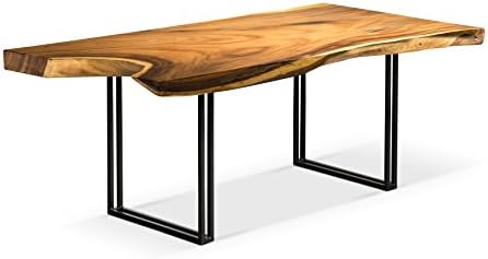 Maria Suar Wood Table with Black Legs, Natural