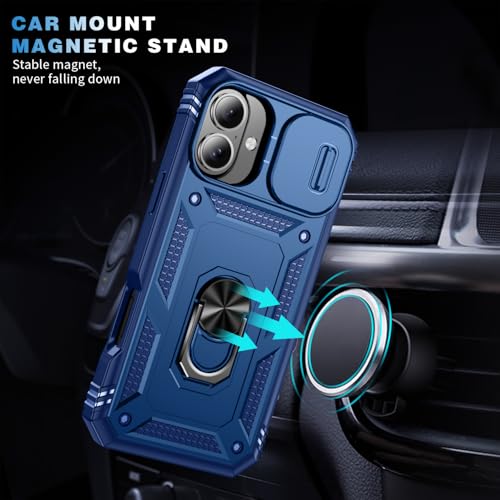 Coque téléphone 17 antichoc bleu avec cache objectif coulissant de 6,1 pouces