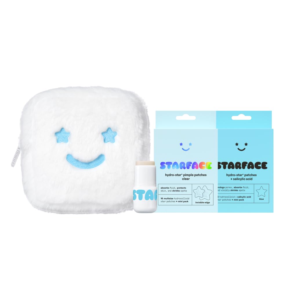 Starface Big Lil White Gift Set - Hydro-Star Pimple Patches Clear and Blue (32ct), Very Vanilla Star Balm