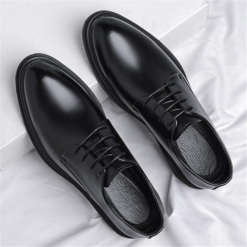 Men's Lace up Leather Dress Shoes Business Formal Black Oxford Shoes British Style Low Top for Office Work Suit4