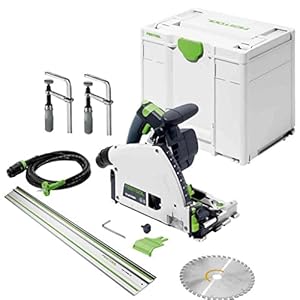 Festool TS 60 KEBQ Plus-FS Tauchsäge – 1600 W, KickbackStop, Führungsschiene, Gehrungswinkel -1° bis 47°, Set im Systainer