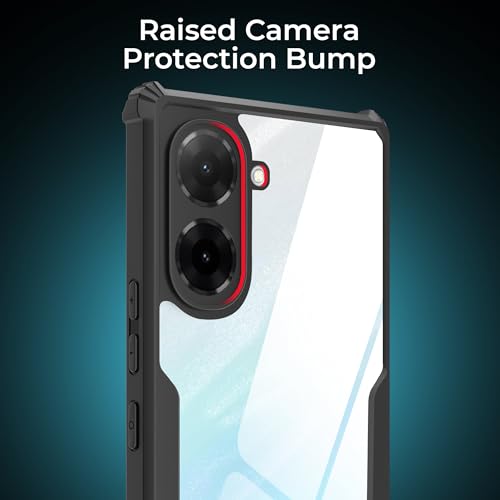 Image of A rtistque Clear Hard Transparent Acrylic Armor Anti-Drop Shockproof TPU Edge Back Cover Case for Poco C71 4G / Redmi A5 4G - Black