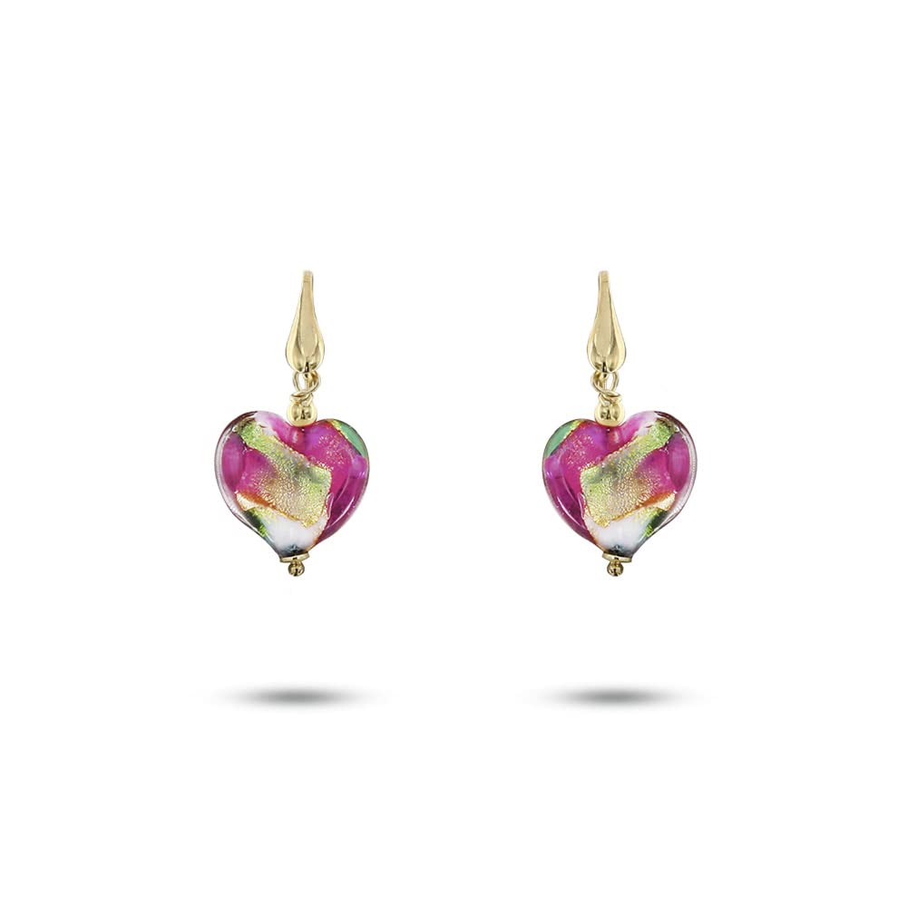 Venetiaurum - Orecchini con Pendenti a Cuore in Vetro originale di Murano e Argento 925 - Gioiello made in Italy certificato