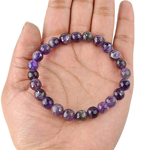 Image of Reiki Crystal Products Certified Natural Crystal Stone 8 mm Faceted /Diamond Cut Beads Bracelet for Men & Women | Reiki Charged Gemstone Bracelet | Multiple Crystal Variants Available