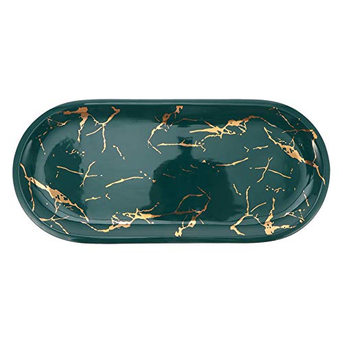 YARNOW Plateau en Céramique en Marbre Assiette à Dessert Ovale Assiettes en Porcelaine Steak Plat Alimentaire Présentoir de Bijoux Plateau de Vanité Cadeaux de Mariage Décoration de La