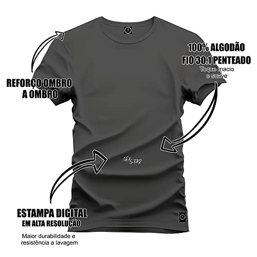Camiseta Unissex Algodão Estampada Premium Confortável Urso Boné Bolado Grafite M