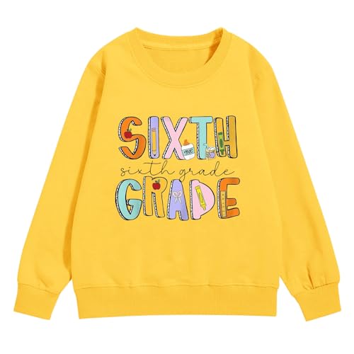 First Grade Sweatshirts for Girls, Kids Oversized Graphic Letter Print Long Sleeve Crewneck Pullover School Shirt Tops4