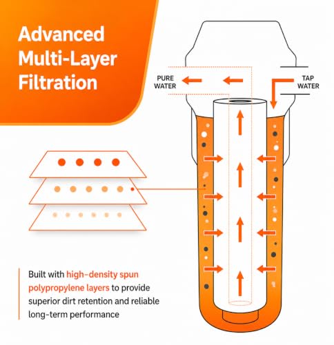 Image of 10 Inch High Density Spun Pre-Filter (5 Micron PP Spun) Cartridge Compatible for 10 Inch Pre-Filter Housing of All Water Purifier | Pack of 1 Spun