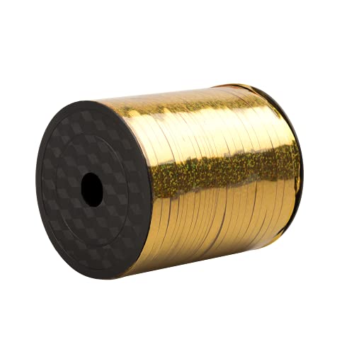 Parieo Cinta para rizar, de 500 yardas, de globo, metálico brillante, cinta de regalo para fiestas de cumpleaños (dorado metálico)