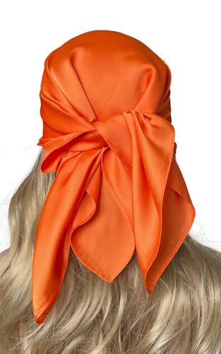 CHUNG Women's Square Satin Scarf 27.5" Bandanas Solid 50s Retro Neck Scarves Emulation Silk Handbag Hair Ribbons Necktie3