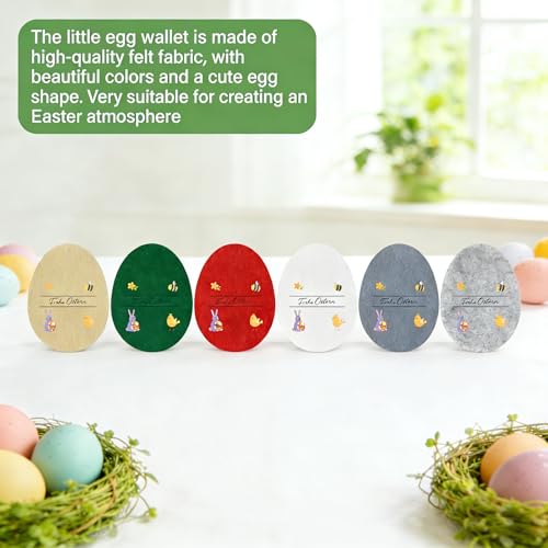 ANKUOFUA 6 Stück Geldgeschenk Verpackung für Ostern, Filz Ostern Geldgeschenke für Freund & Kollegen, Ostereier Filzdekorationen, Lustige Ostereier dekorationen für Geld für Damen Herren Junge Mädchen