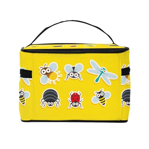 メイクボックス 化粧ボックス 蜂 トンボ 昆虫 レディース メンズ コスメ収納ボックス 大容量 多機能 化粧品収納 旅行用品収納バッグ メイク収納 コスメバッグ 持ち運び便利 makeup organizer 小物入れ メイク道具入れ プレゼント CSMB