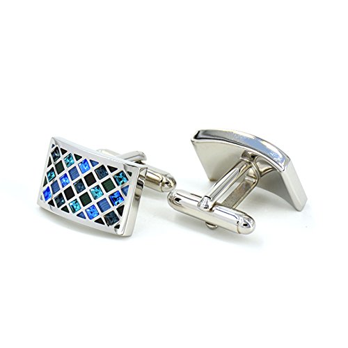 Mr.van Elegant Swarovski Crystal Cufflinks Blue Glimmering Cuff Links Set Wedding Christmas Gifts For Him #TOP4
