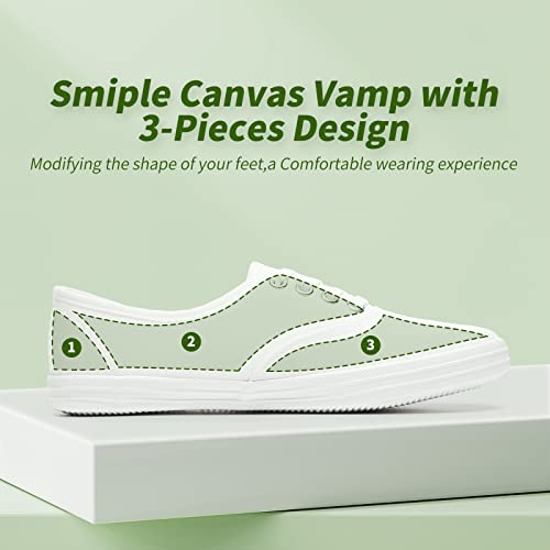 TUOPIN Womens White Canvas Sneakers Low Top Lace-up Canvas Shoes Lightweight Casual Tennis Shoes3