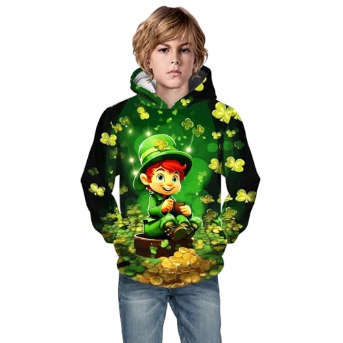 Unisex Child Full Zip Hoodie Sweatshirt Little Boys Girls Kids Hooded Unisex Sweatshirt 3D St. with (Green, 5-6 Years)2