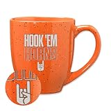 Rico Industries NCAA Texas Longhorns Hook Em Horns 16 oz Team Color Laser Engraved Speckled Ceramic Coffee Mug