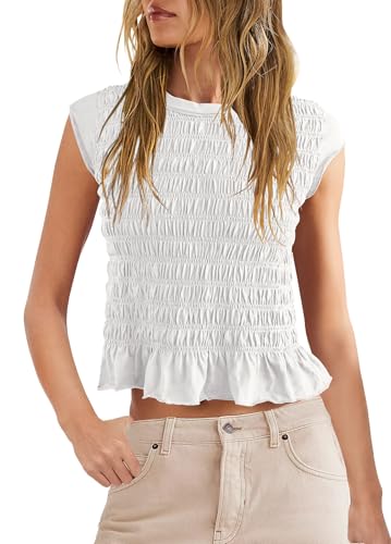 Panadila Womens Crop Tops Short Sleeve Shirts Ruched Fitted T Shirts Summer Going Out Tops Y2k Baby Tees2
