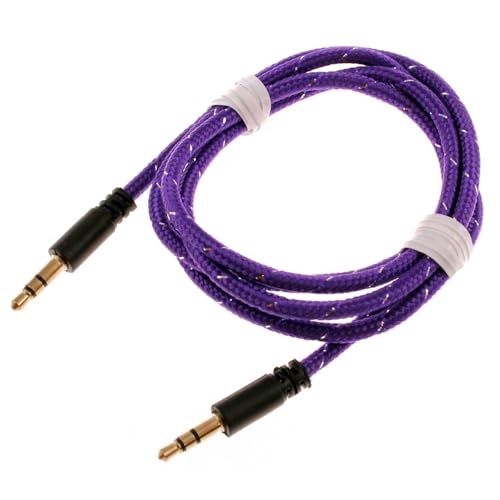 Cable Auxiliar 3.5mm Adaptador Morado Trenzado 1m miniatura 1